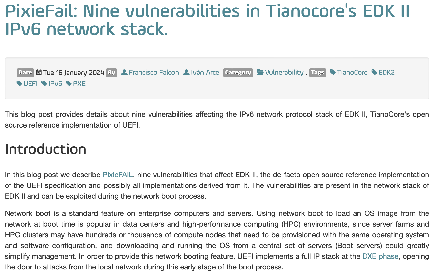 Researchers announce UEFI vulnerability PixieFAIL