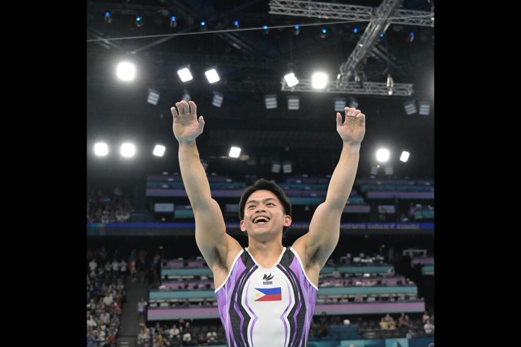 Filipino gymnast Carlos Yulo makes history with two gold medals at the 2024 Paris Olympics, earning a condo, lifetime ramen, and more. c_edrielzxs/Instagram