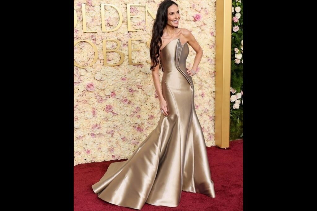 Demi Moore shines at the Golden Globes, winning best actress for "The Substance," marking a triumphant career comeback at 62. Instagram/elleusa